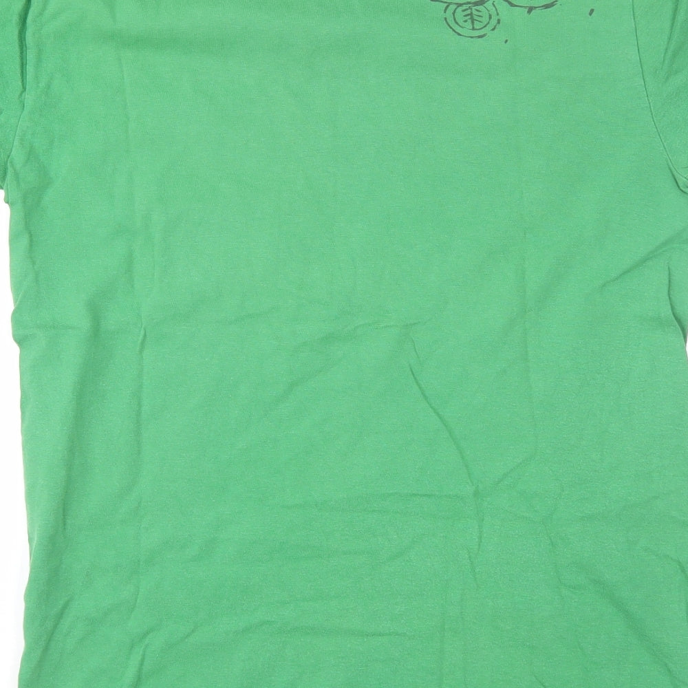 Element Mens Green  Cotton  T-Shirt Size S Round Neck