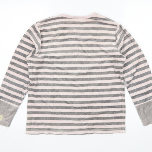Muslher Womens Grey Striped Polyester Blend Basic Blouse Size 14 Round Neck