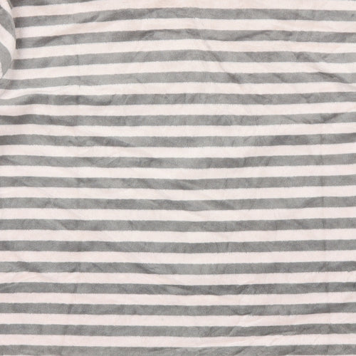 Muslher Womens Grey Striped Polyester Blend Basic Blouse Size 14 Round Neck