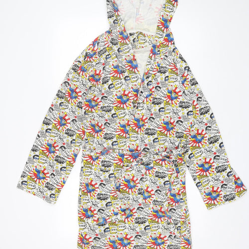 New Look Mens White Polka Dot Cotton  Robe Size M   - Superman