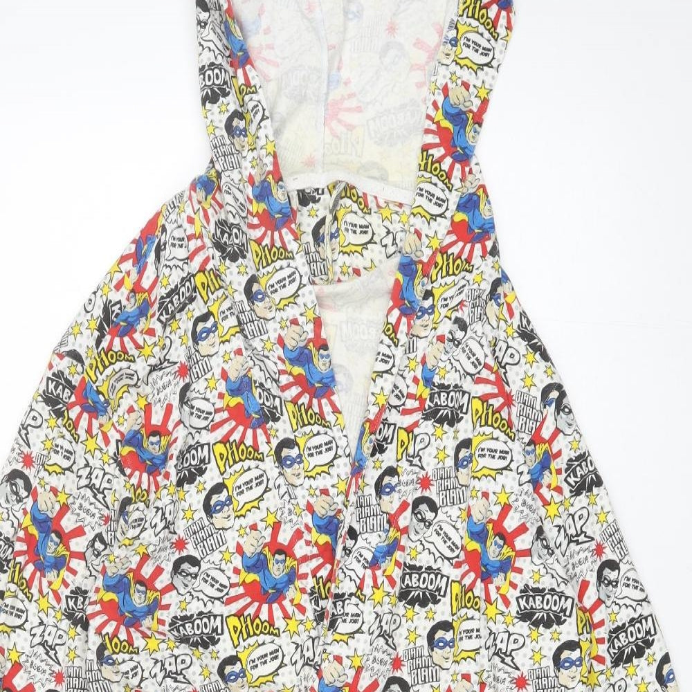 New Look Mens White Polka Dot Cotton  Robe Size M   - Superman