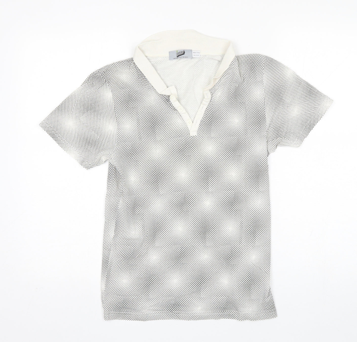 Topman Mens White  Cotton  T-Shirt Size XS Collared