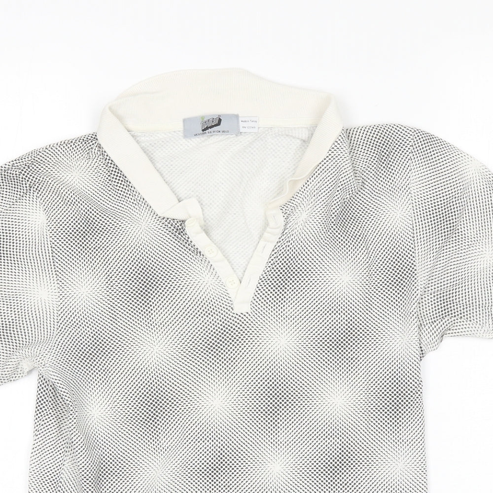 Topman Mens White  Cotton  T-Shirt Size XS Collared