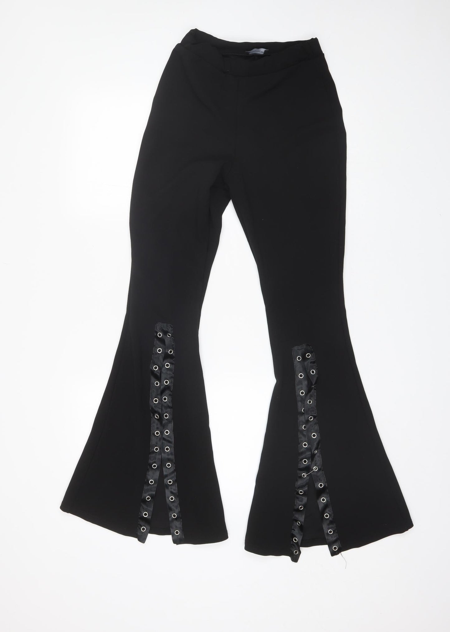 PRETTYLITTLETHING Womens Black  Polyester Trousers  Size 8 L30 in Regular