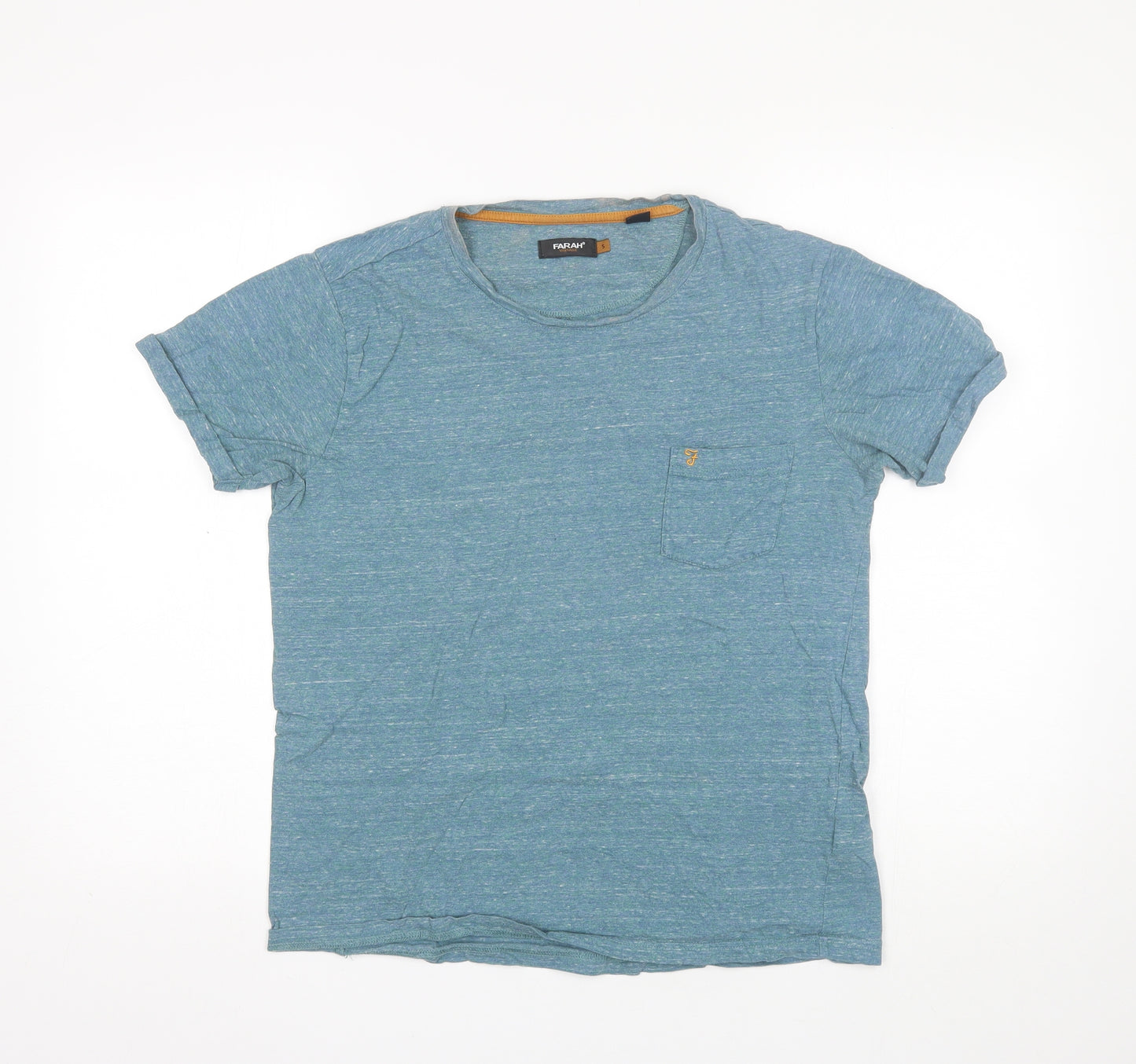 Farah Mens Blue  Cotton  T-Shirt Size S Round Neck