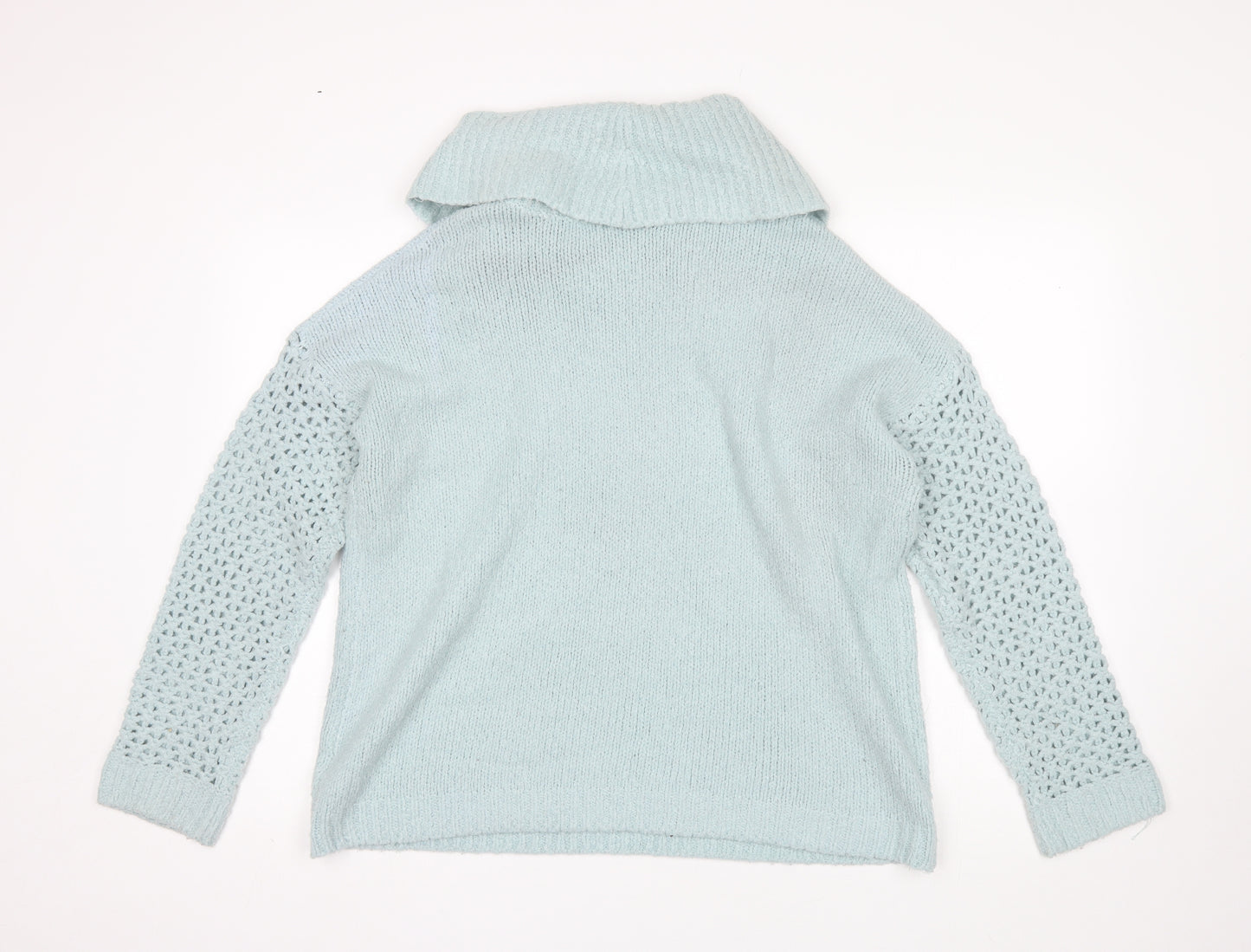 Peacocks Womens Blue Cowl Neck  Acrylic Pullover Jumper Size L