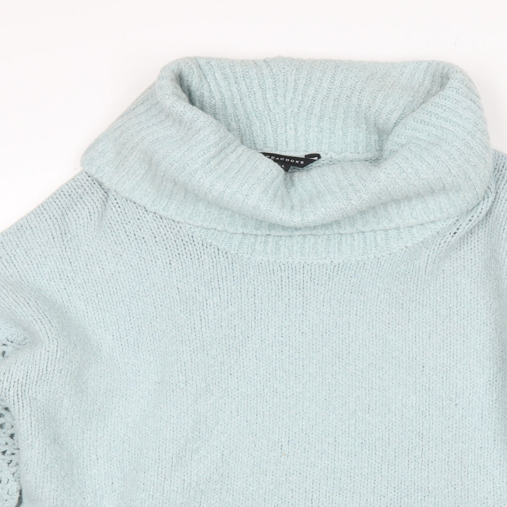 Peacocks Womens Blue Cowl Neck  Acrylic Pullover Jumper Size L