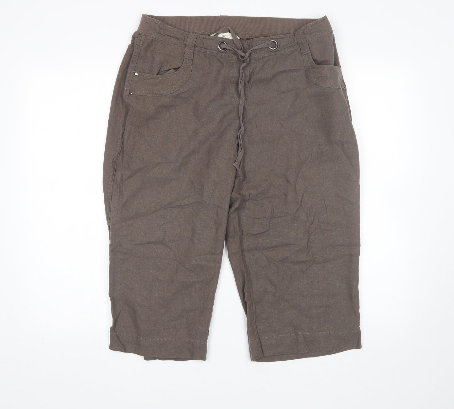 BHS Womens Brown  Linen Bermuda Shorts Size 14 L18 in Regular