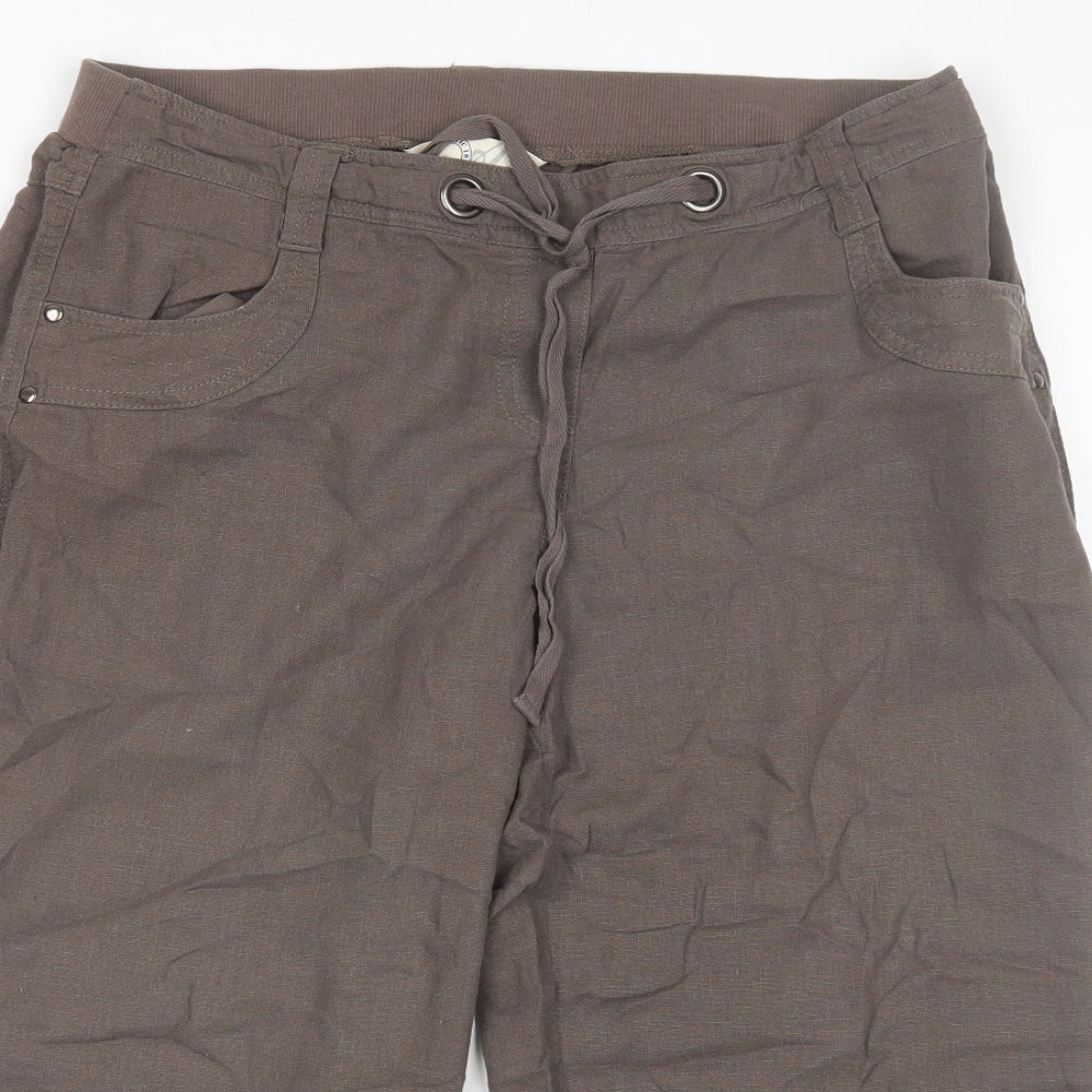 BHS Womens Brown  Linen Bermuda Shorts Size 14 L18 in Regular
