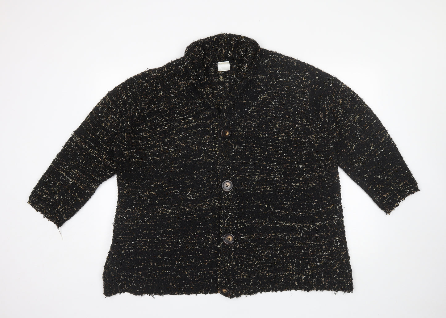 Classics Womens Black Collared  Acrylic Cardigan Jumper Size 24