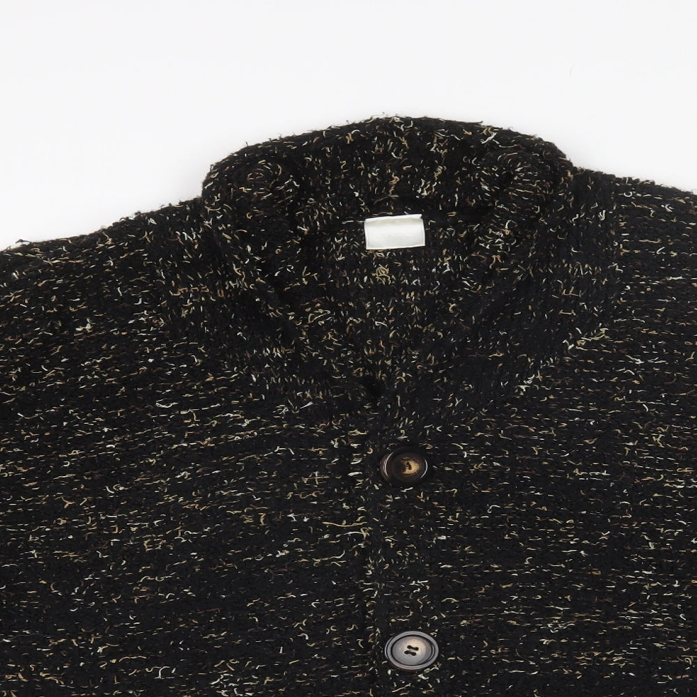 Classics Womens Black Collared  Acrylic Cardigan Jumper Size 24