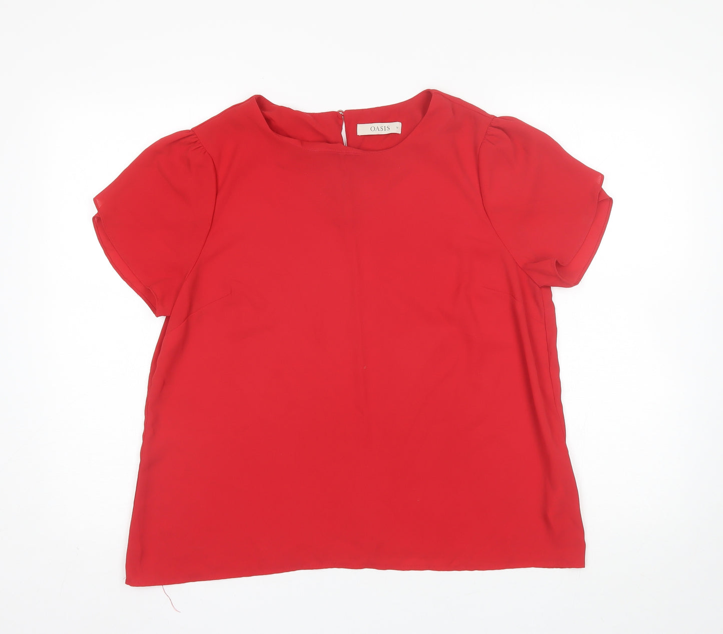 Oasis Womens Red  Polyester Basic Blouse Size 16 Round Neck