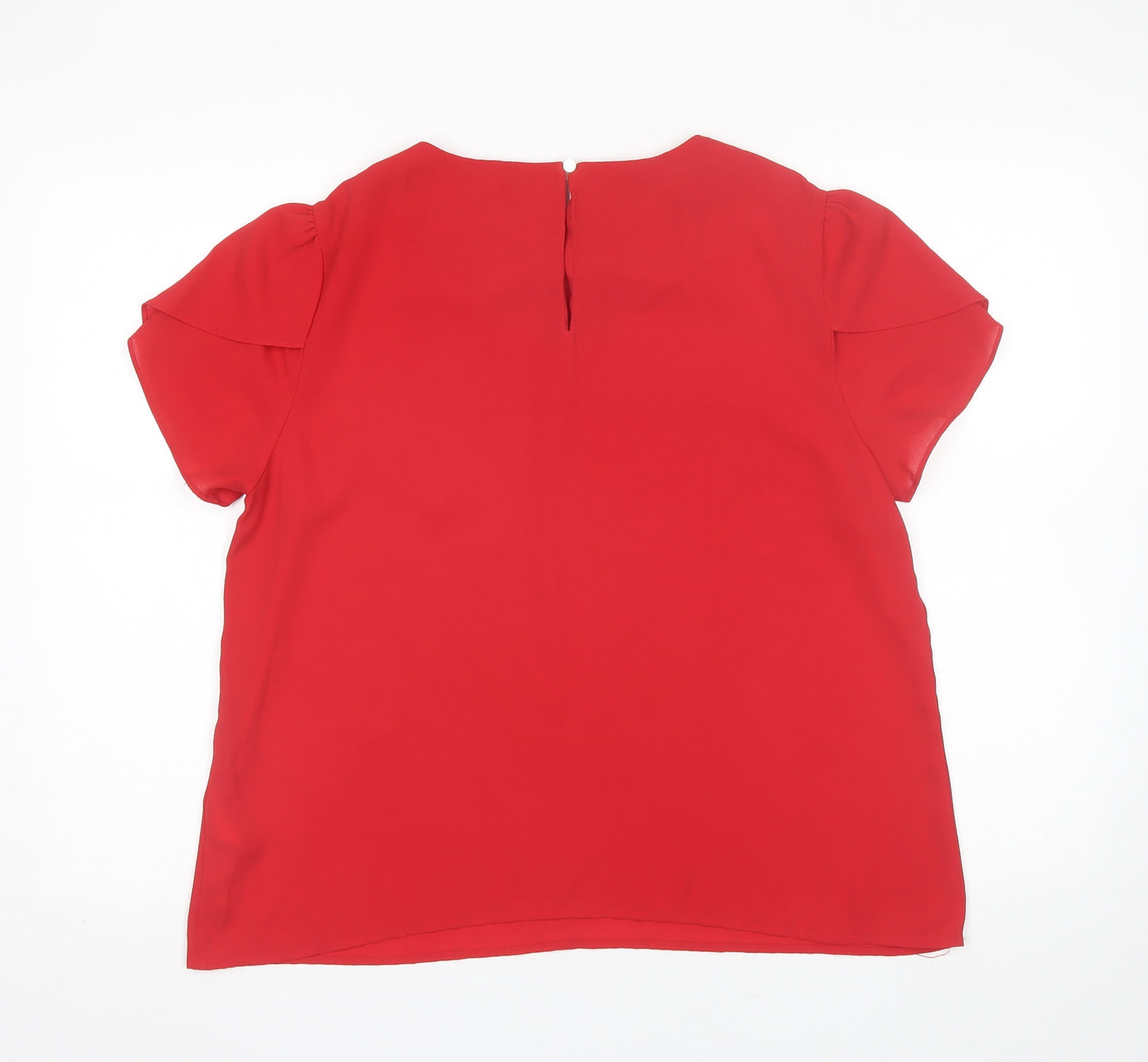 Oasis Womens Red  Polyester Basic Blouse Size 16 Round Neck