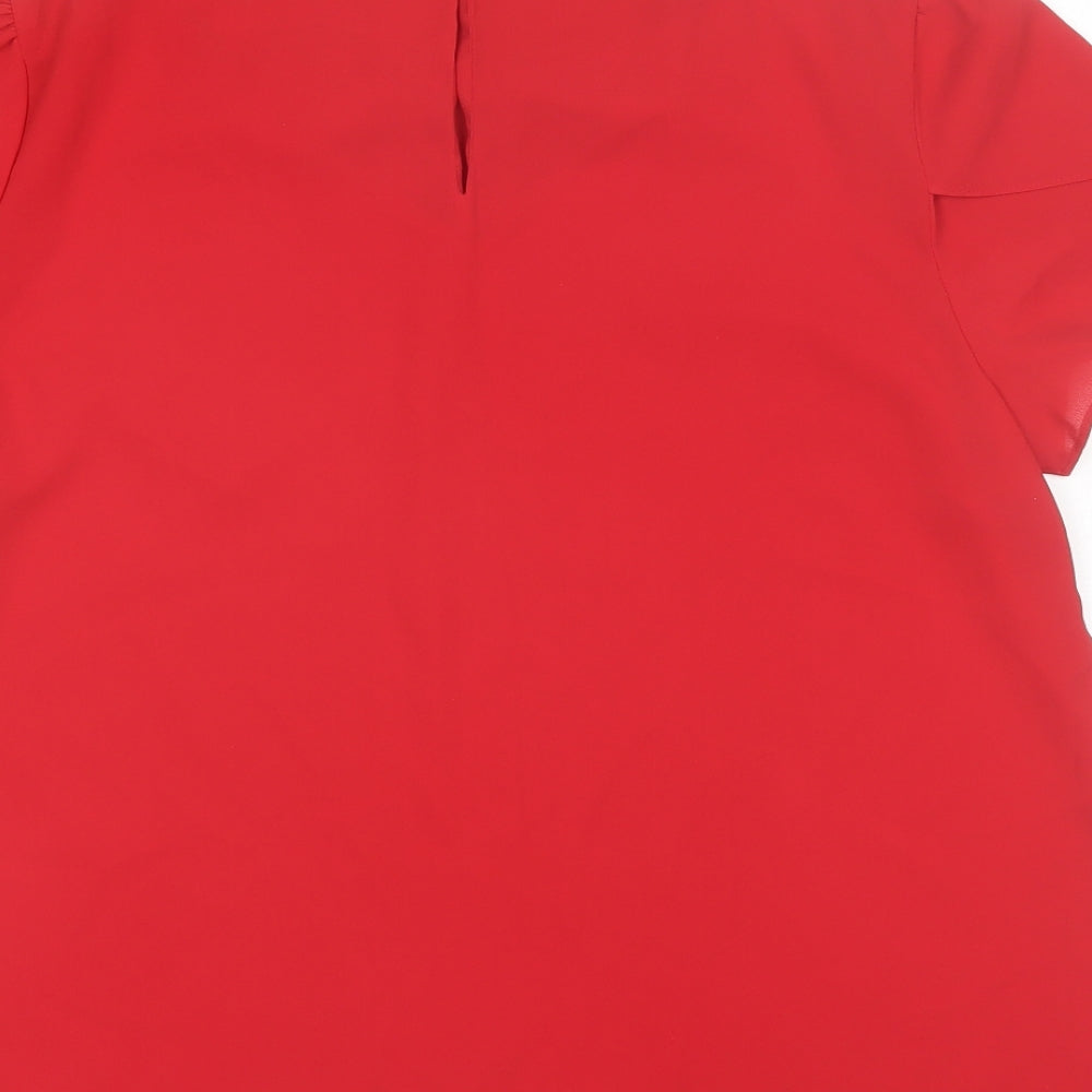 Oasis Womens Red  Polyester Basic Blouse Size 16 Round Neck