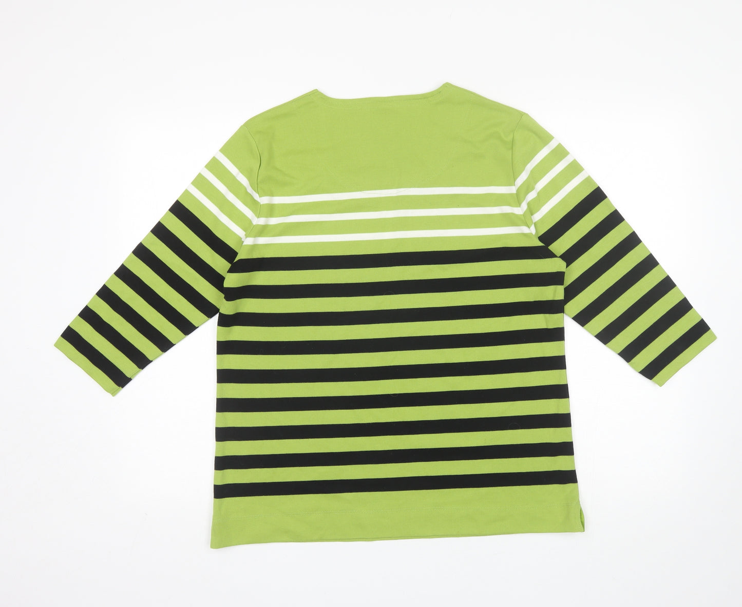 Tigi Womens Green Striped Polyester Basic Blouse Size 18 Square Neck