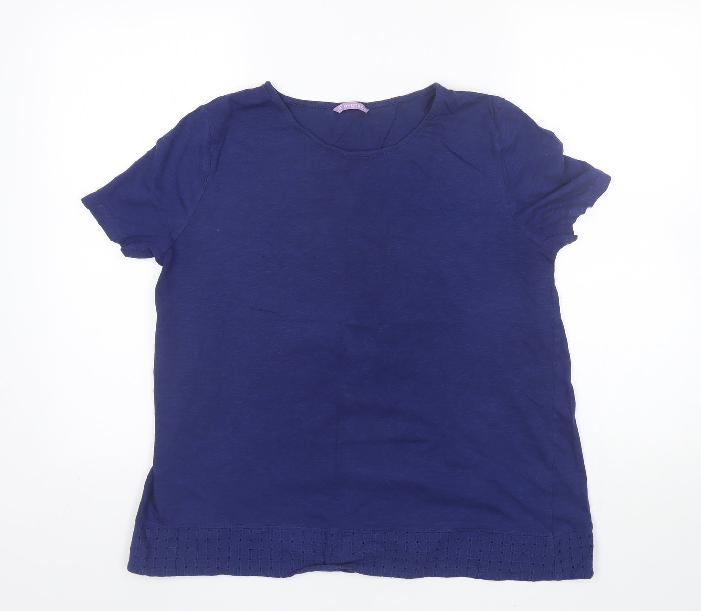 Avenue Womens Blue  Cotton Basic T-Shirt Size 16 Round Neck