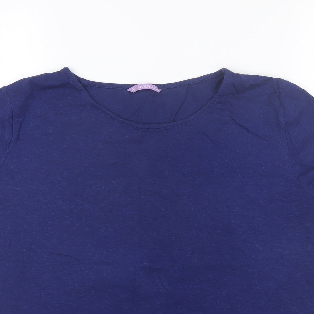 Avenue Womens Blue  Cotton Basic T-Shirt Size 16 Round Neck