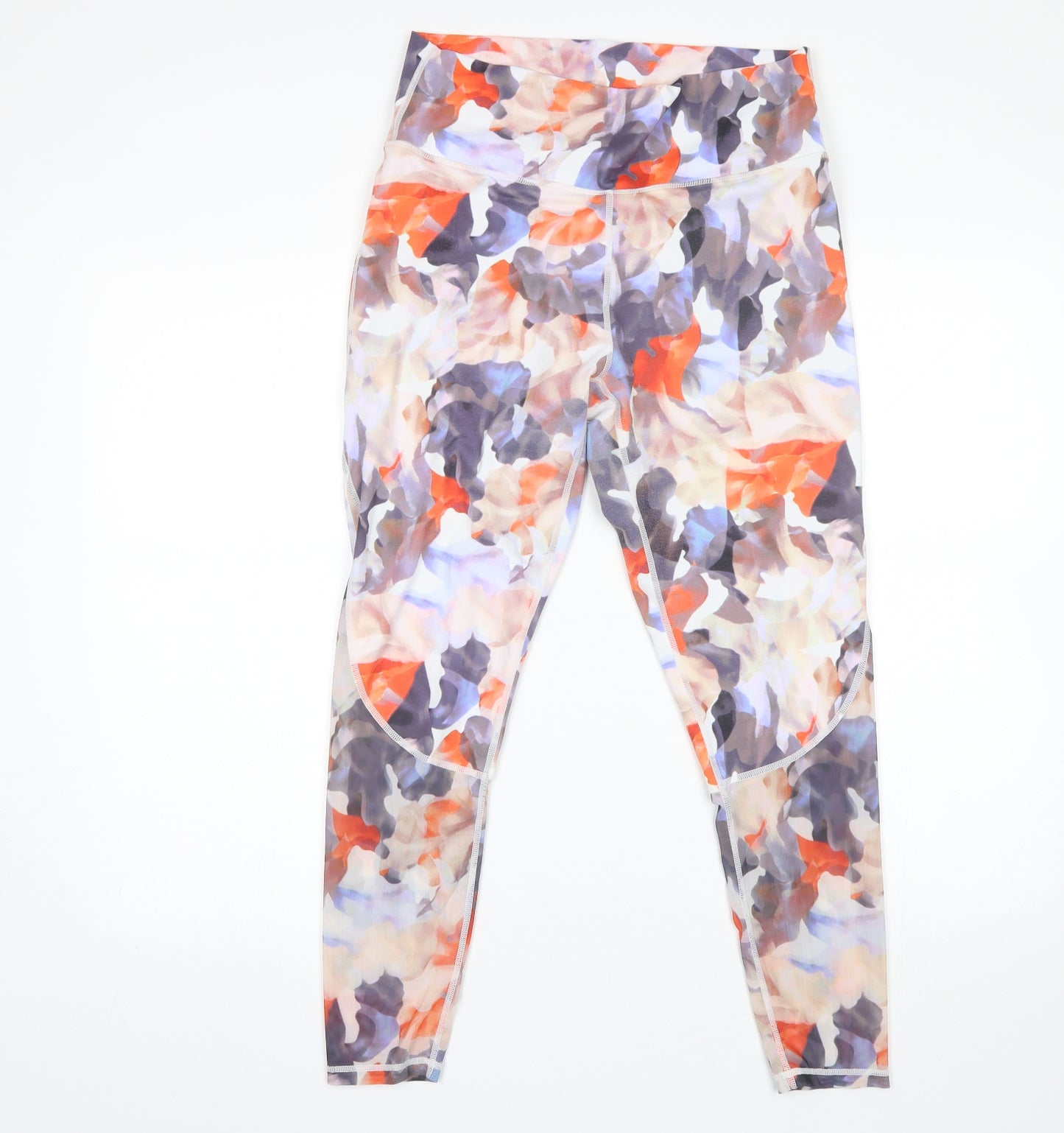 Fabletics Womens Orange Floral Polyester Compression Leggings Size L L25 in Regular