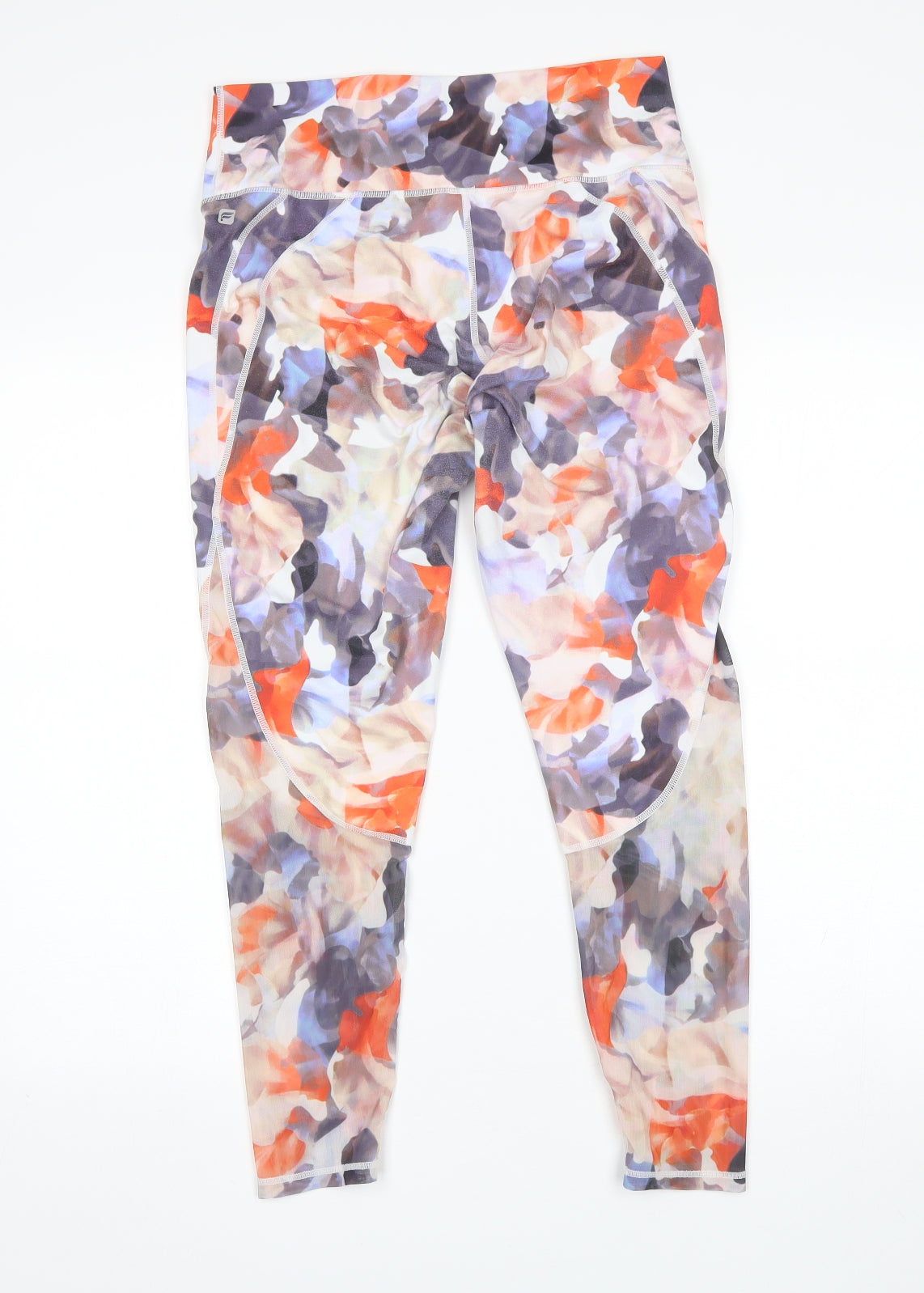 Fabletics Womens Orange Floral Polyester Compression Leggings Size L L25 in Regular