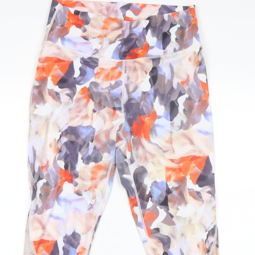 Fabletics Womens Orange Floral Polyester Compression Leggings Size L L25 in Regular