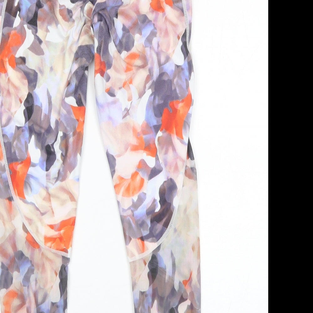 Fabletics Womens Orange Floral Polyester Compression Leggings Size L L25 in Regular