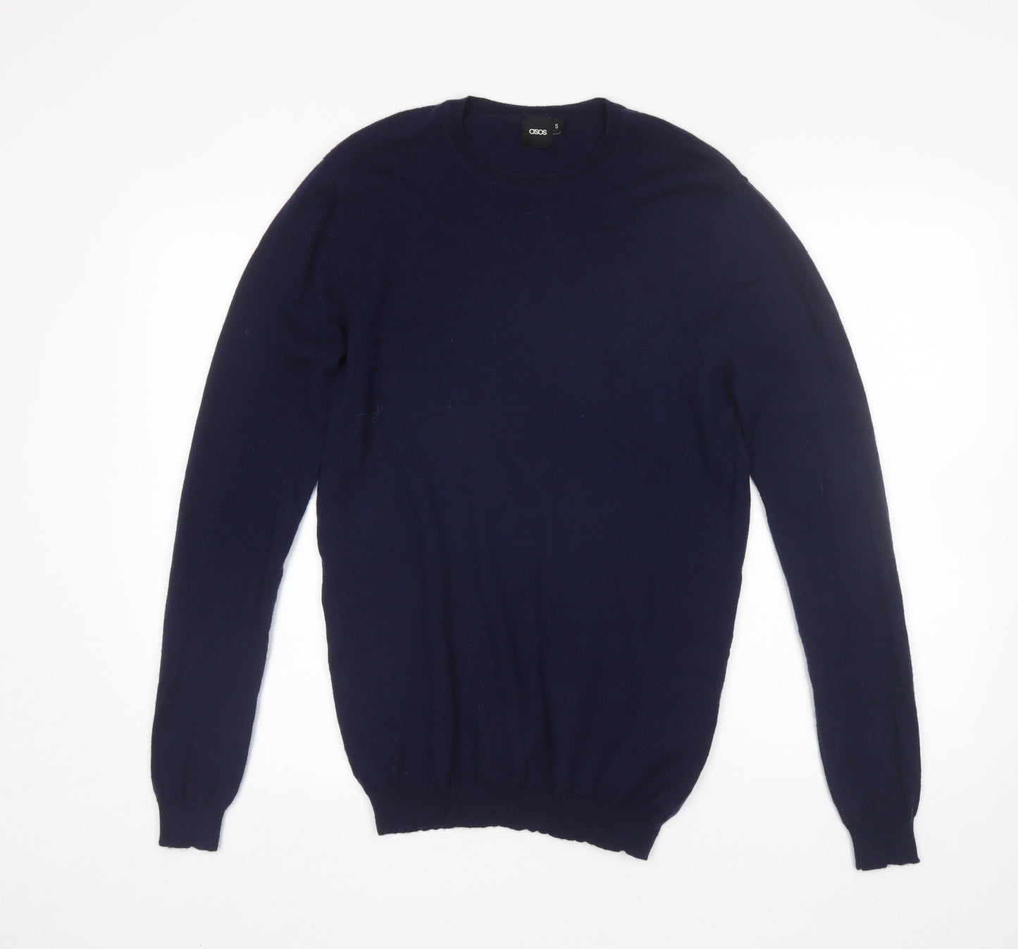 ASOS Mens Blue Round Neck  Wool Pullover Jumper Size S