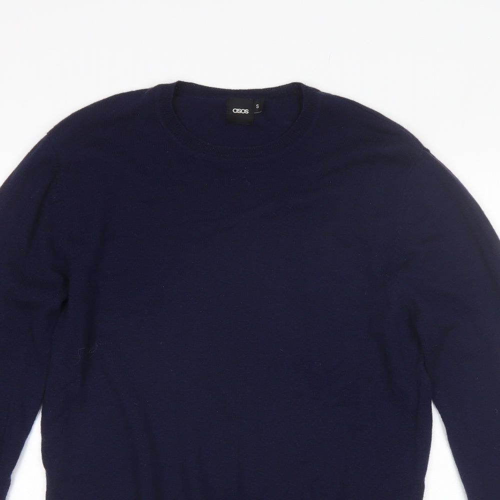ASOS Mens Blue Round Neck  Wool Pullover Jumper Size S