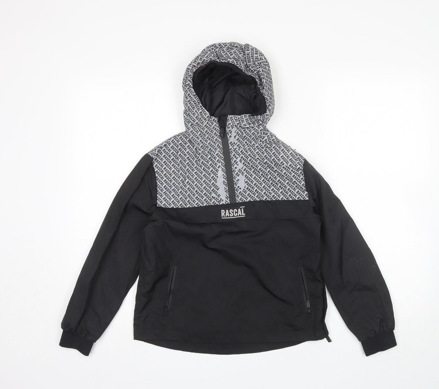 Rascal Boys Black   Rain Coat Jacket Size 7-8 Years