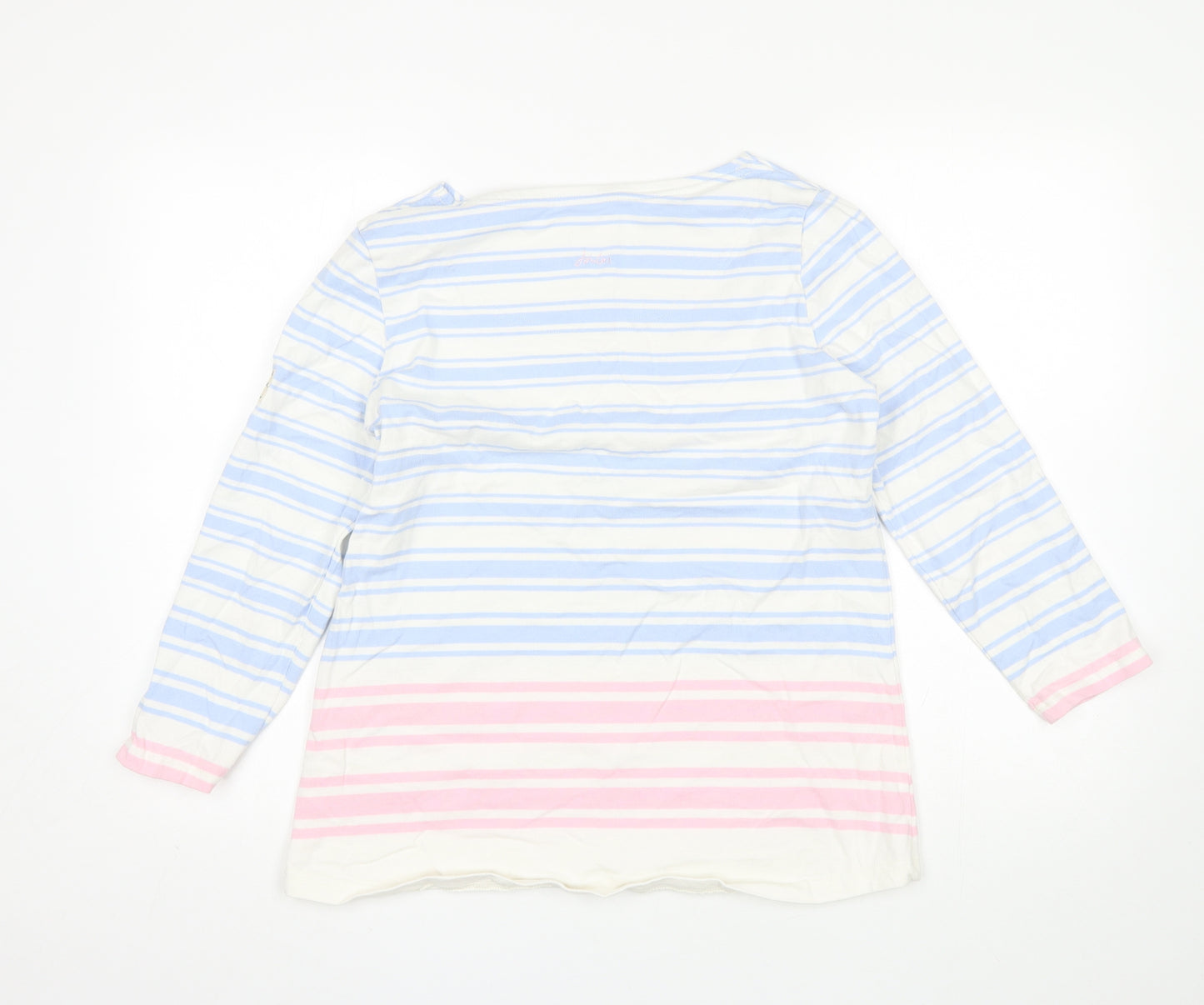 Joules Womens Blue Round Neck Striped Cotton Pullover Jumper Size 14