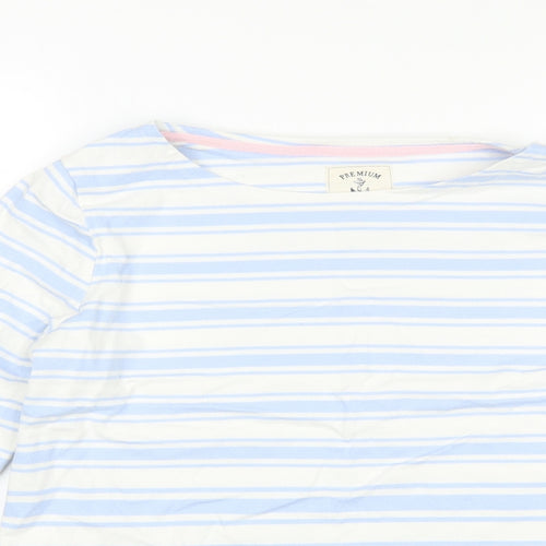 Joules Womens Blue Round Neck Striped Cotton Pullover Jumper Size 14