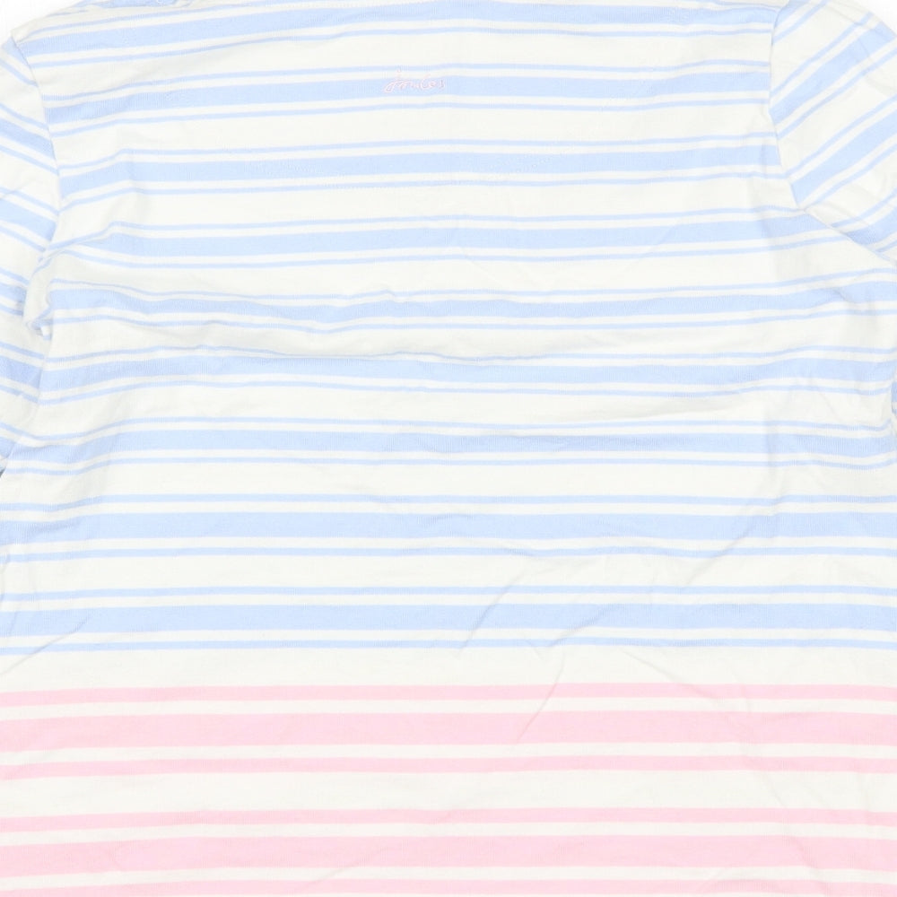 Joules Womens Blue Round Neck Striped Cotton Pullover Jumper Size 14