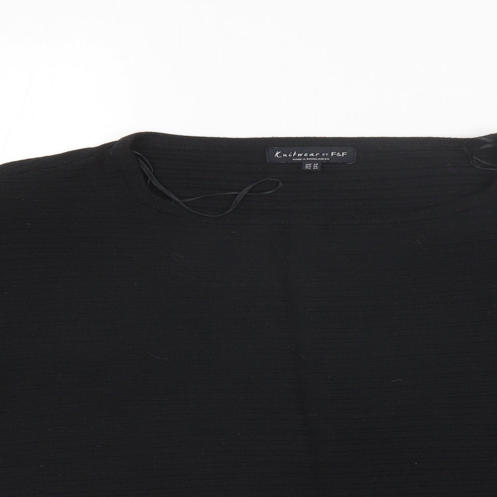 F&F Womens Black Round Neck  Polyester Pullover Jumper Size 14