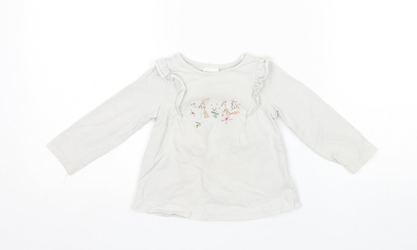 NEXT Baby Grey  Cotton Basic T-Shirt Size 12-18 Months Round Neck