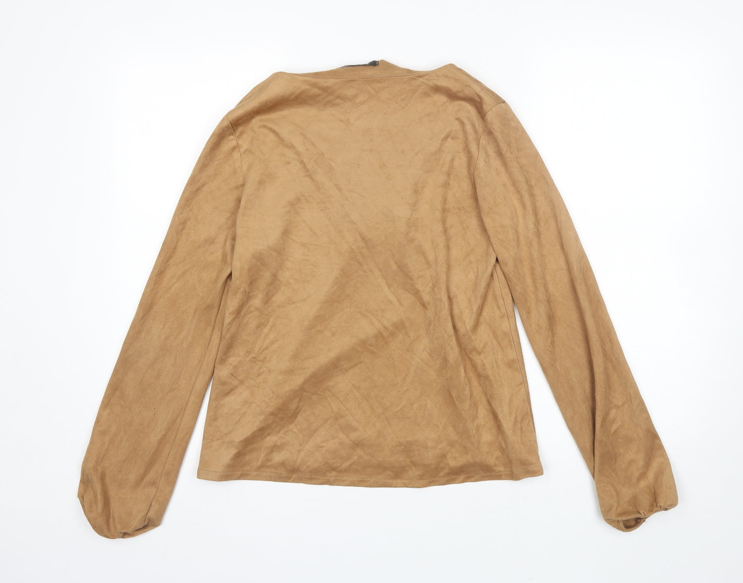 Missguided Womens Brown  Polyester Basic Blouse Size 8 V-Neck