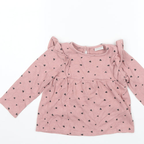 Fred&Flo Baby Pink Polka Dot Viscose Basic Blouse Size 12-18 Months Round Neck