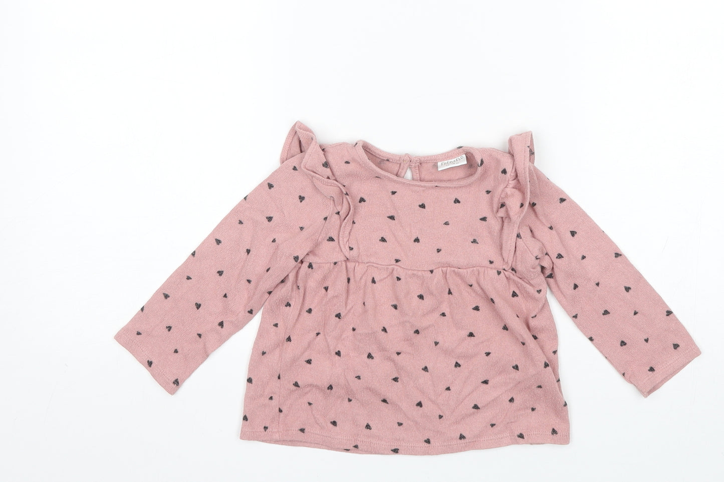 Fred&Flo Baby Pink Polka Dot Viscose Basic Blouse Size 12-18 Months Round Neck