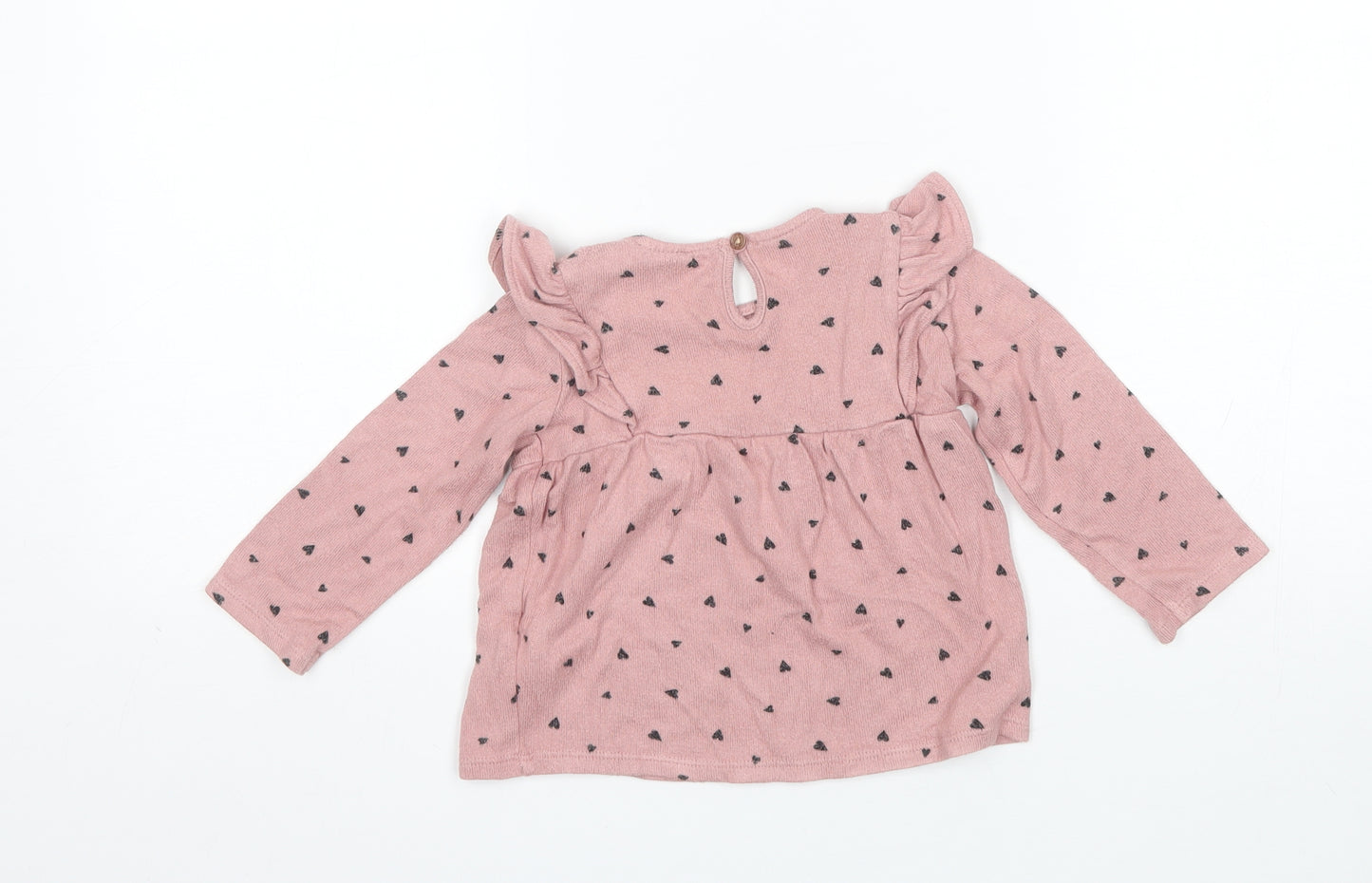 Fred&Flo Baby Pink Polka Dot Viscose Basic Blouse Size 12-18 Months Round Neck