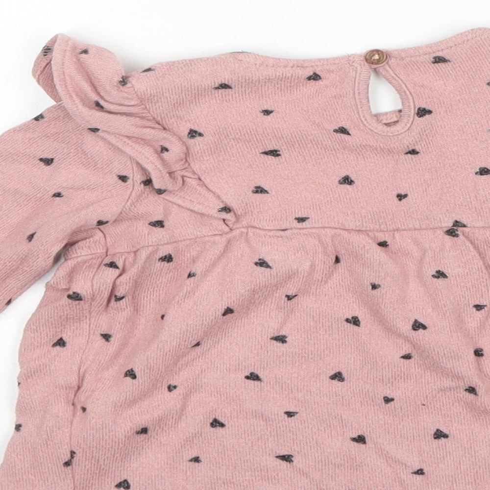 Fred&Flo Baby Pink Polka Dot Viscose Basic Blouse Size 12-18 Months Round Neck
