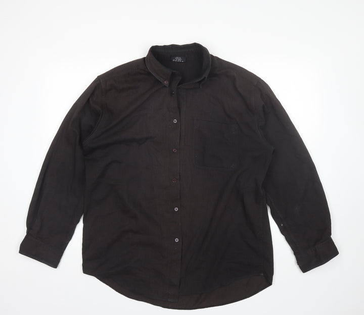 Originals Mens Brown Polyester Button-Up Size L Collared