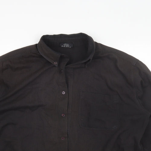 Originals Mens Brown  Polyester  Button-Up Size L Collared