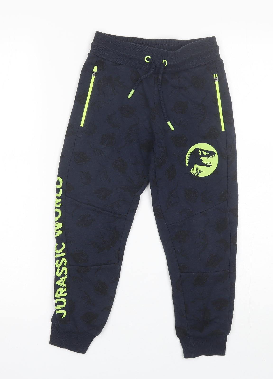 Primark Boys Blue  Cotton Sweatpants Trousers Size 5-6 Years  Regular  - Jurassic World