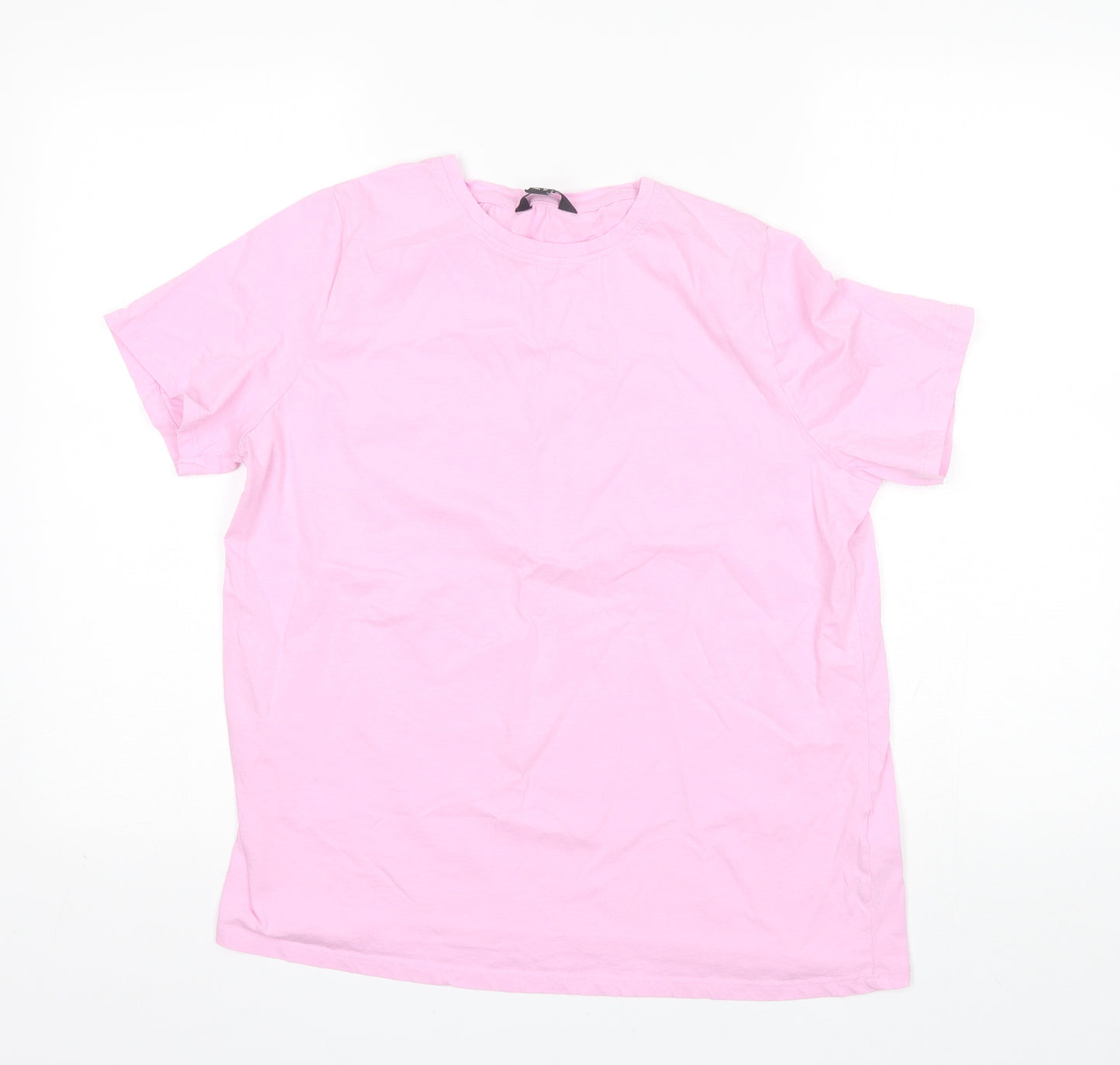 New Look Womens Pink  Cotton Basic T-Shirt Size 14 Round Neck