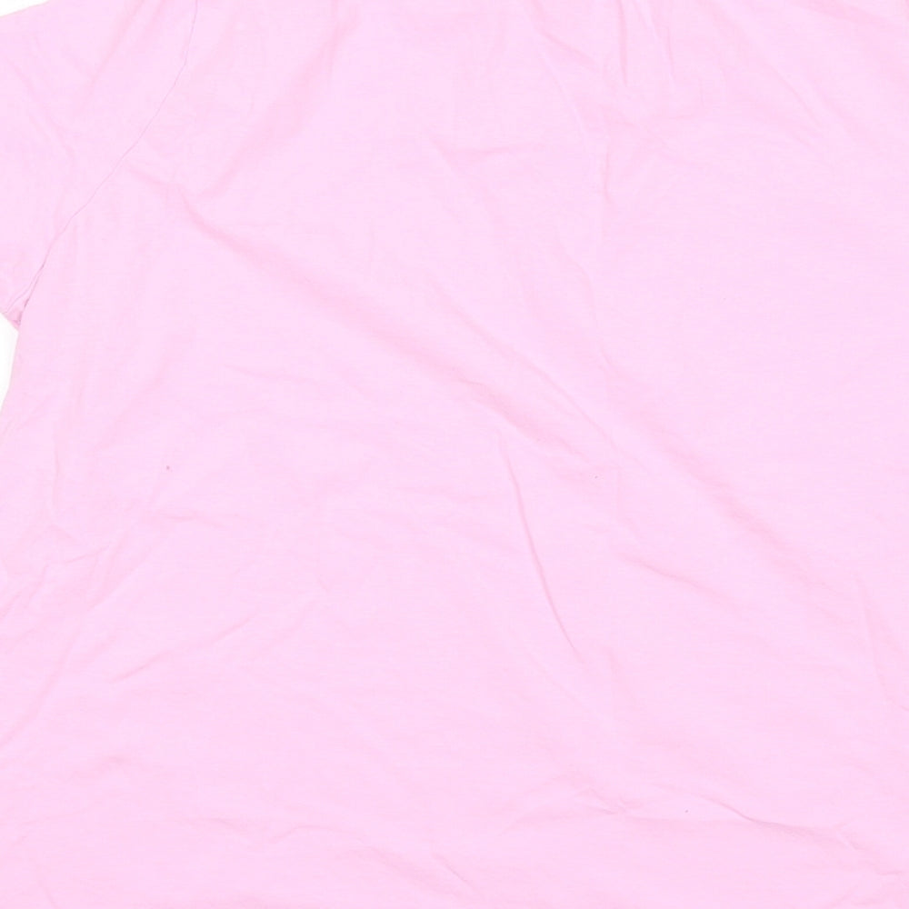 New Look Womens Pink  Cotton Basic T-Shirt Size 14 Round Neck