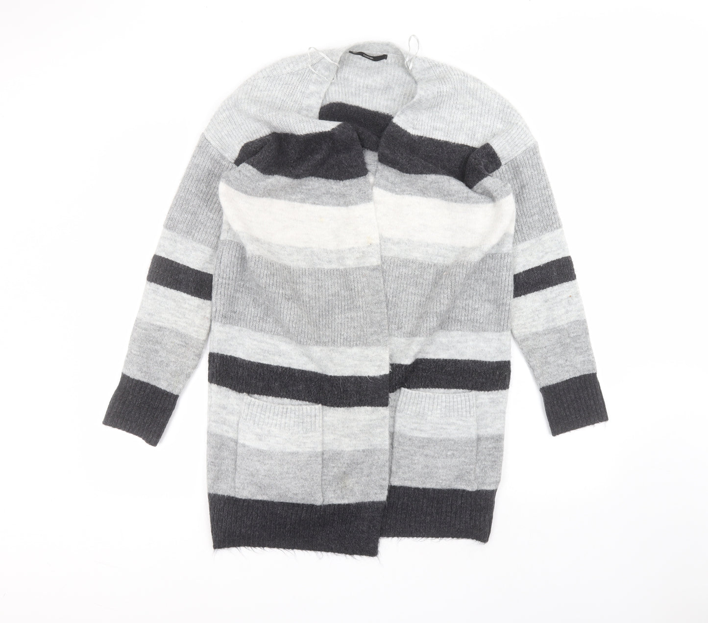 George Womens Grey Striped  Jacket Coatigan Size S