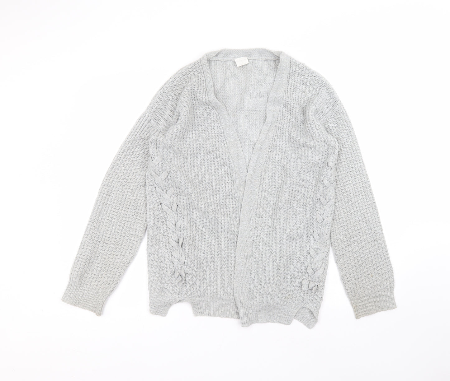 F&F Girls Grey V-Neck  Acrylic Cardigan Jumper Size 13-14 Years