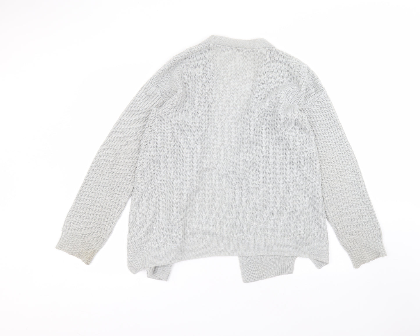 F&F Girls Grey V-Neck  Acrylic Cardigan Jumper Size 13-14 Years