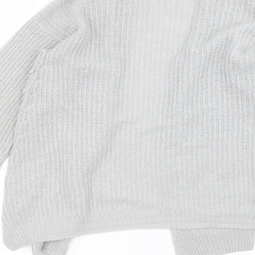 F&F Girls Grey V-Neck  Acrylic Cardigan Jumper Size 13-14 Years