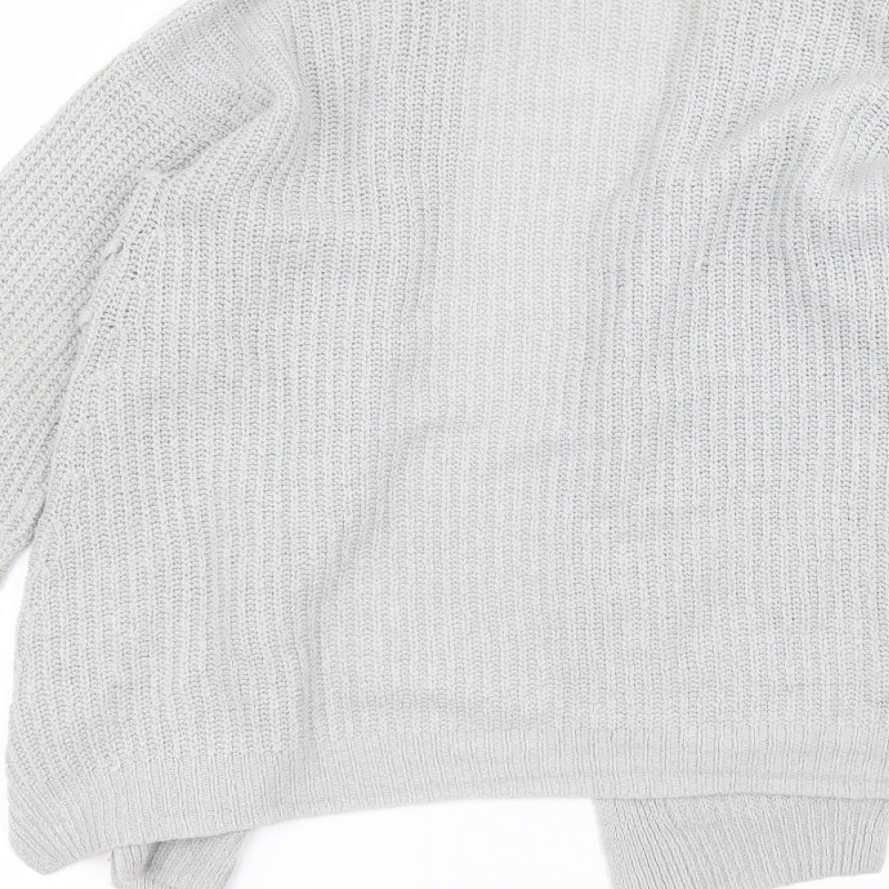 F&F Girls Grey V-Neck  Acrylic Cardigan Jumper Size 13-14 Years