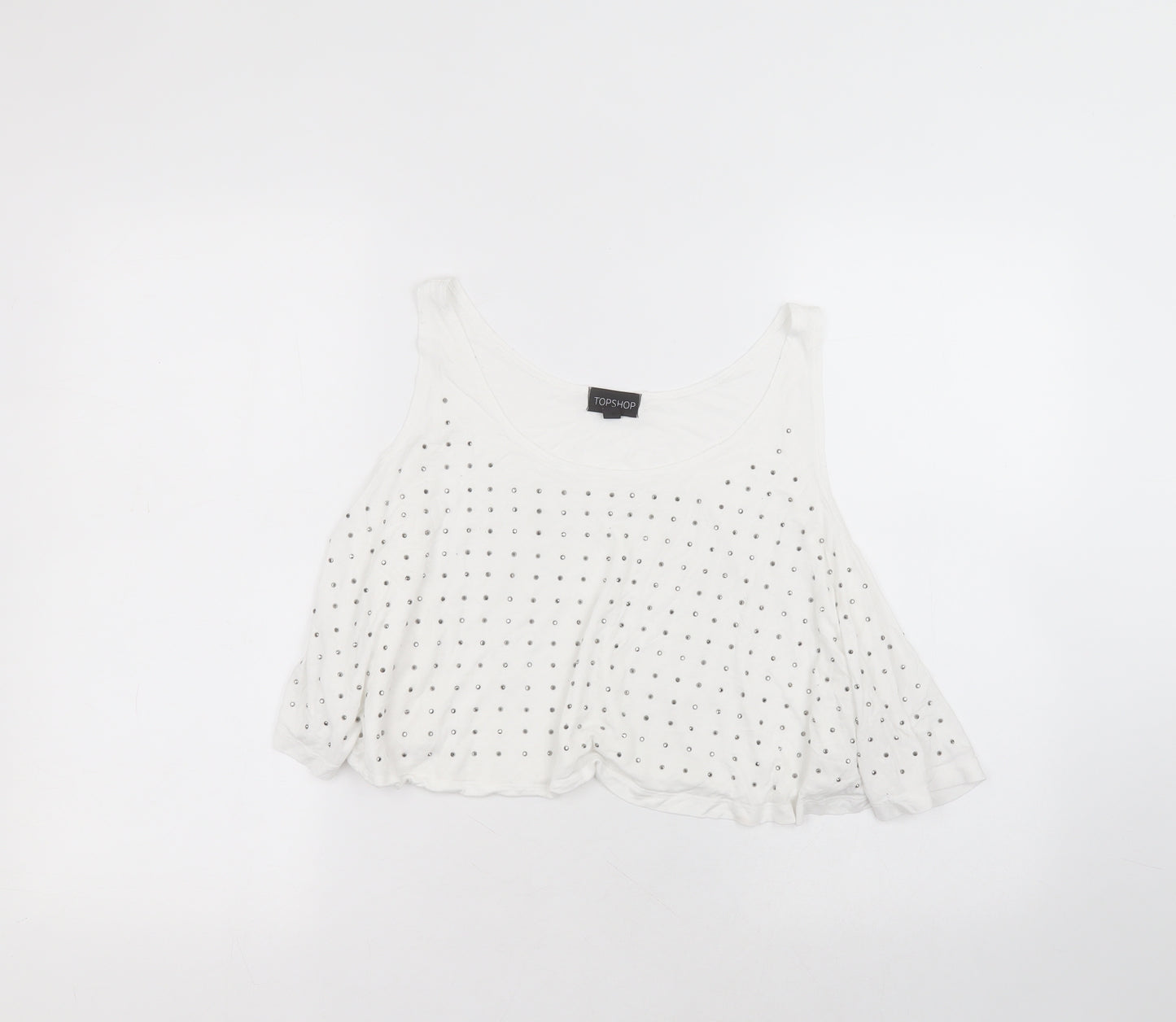 Topshop Womens White  Viscose Basic Blouse Size S Round Neck