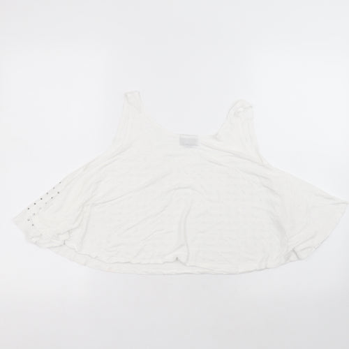 Topshop Womens White  Viscose Basic Blouse Size S Round Neck
